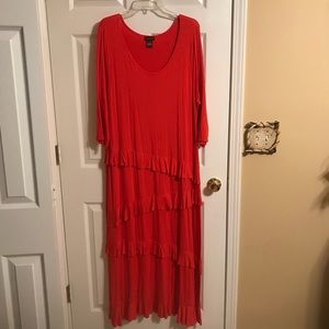 Multiples Coral Ruffle Maxi Dress